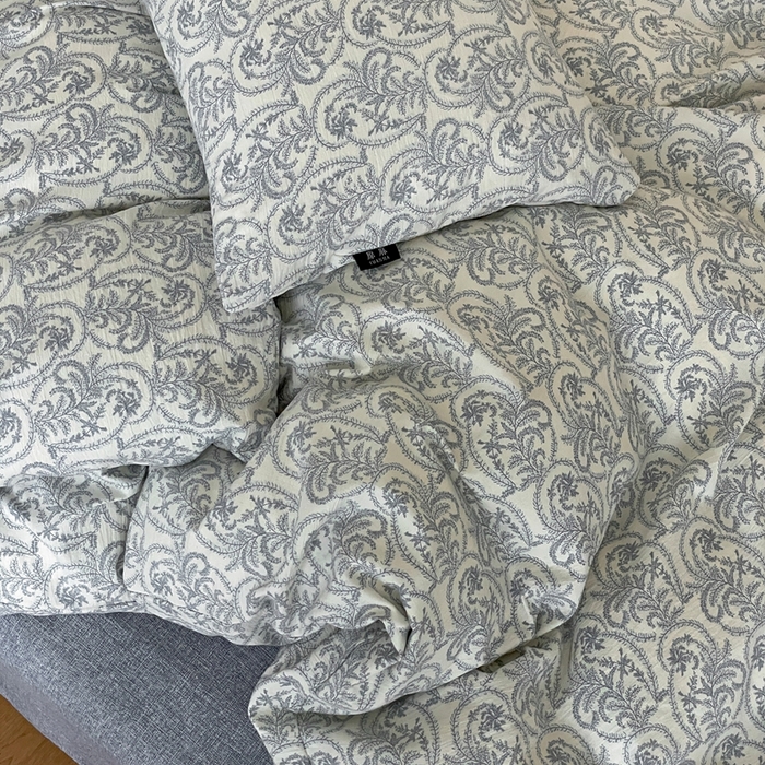 91家纺网 家纺一手货源 找家纺 仟网汇 2025新款高克重亚麻复古简单款四件套 卡曼蓝