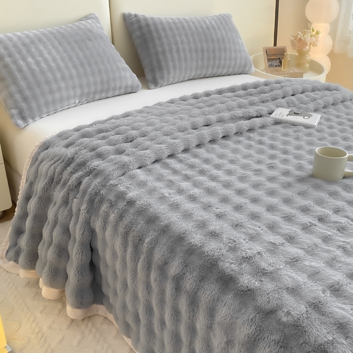 91家纺网 家纺一手货源 找家纺 耐思家纺 2025新款泡泡牛奶绒纯色单品床单床单单件 泡泡 星空灰