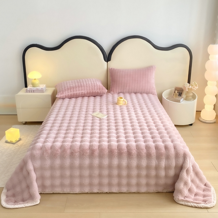 耐思家纺 2025新款泡泡牛奶绒纯色单品床单床单单件 泡泡 粉豆沙