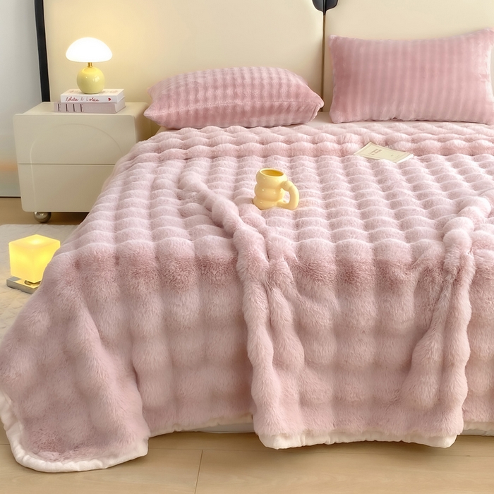 91家纺网 家纺一手货源 找家纺 耐思家纺 2025新款泡泡牛奶绒纯色单品床单床单单件 泡泡 粉豆沙