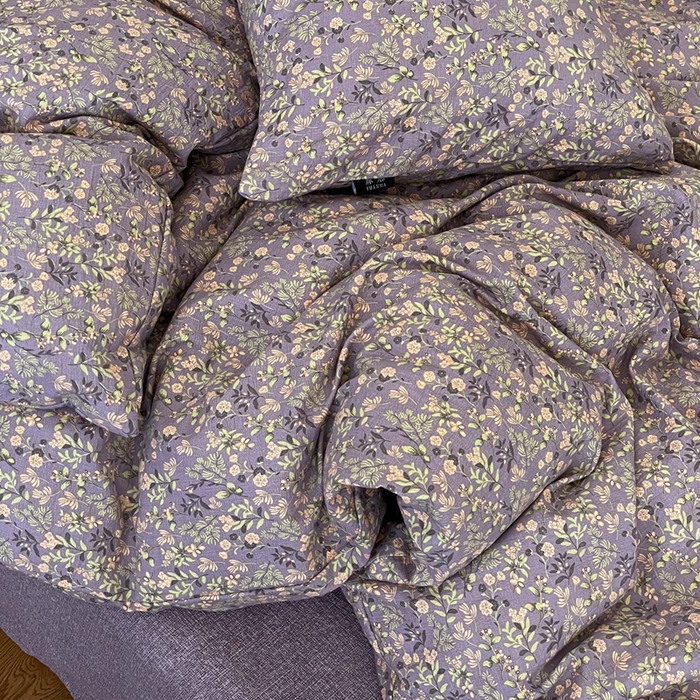 91家纺网 家纺一手货源 找家纺 仟网汇 2025新款高克重亚麻复古简单款四件套 洛檀紫