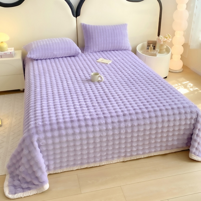 91家纺网 家纺一手货源 找家纺 耐思家纺 2025新款泡泡牛奶绒纯色单品床单床单单件 泡泡 梦幻紫