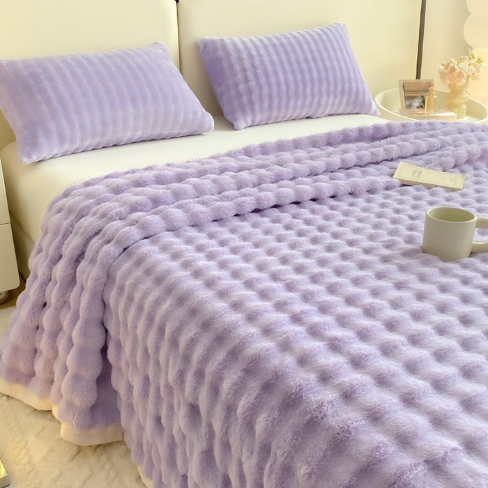 91家纺网 家纺一手货源 找家纺 耐思家纺 2025新款泡泡牛奶绒纯色单品床单床单单件 泡泡 梦幻紫