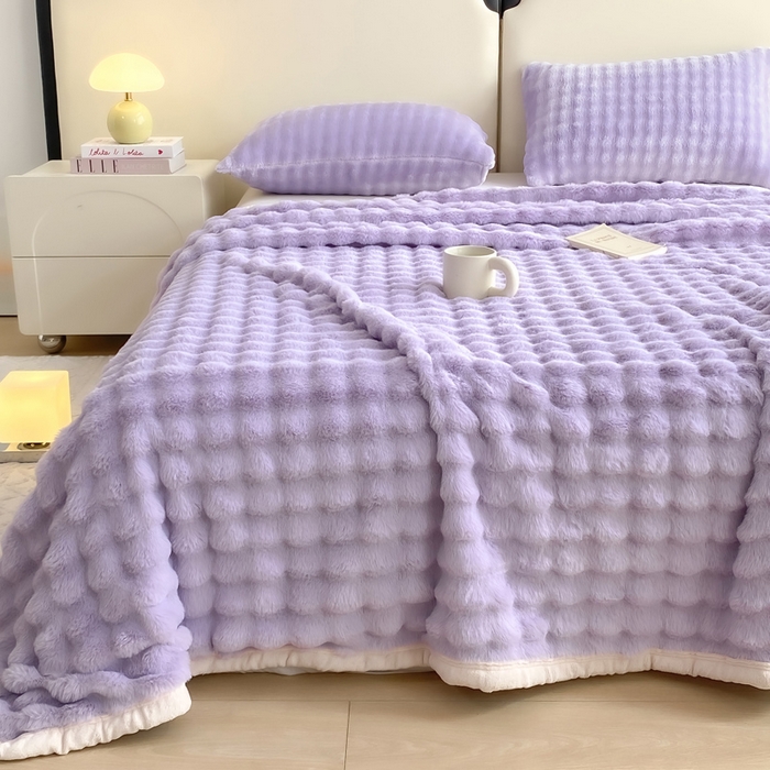 91家纺网 家纺一手货源 找家纺 耐思家纺 2025新款泡泡牛奶绒纯色单品床单床单单件 泡泡 梦幻紫