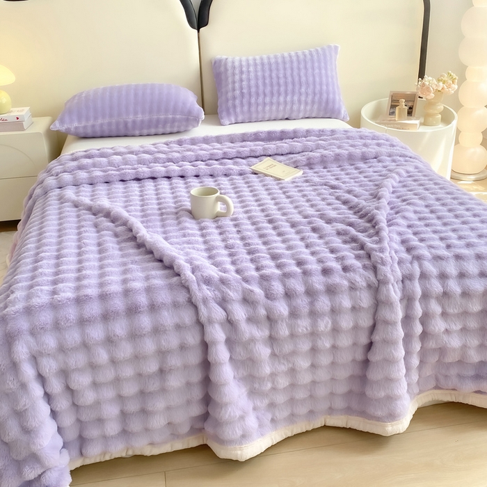 91家纺网 家纺一手货源 找家纺 耐思家纺 2025新款泡泡牛奶绒纯色单品床单床单单件 泡泡 梦幻紫