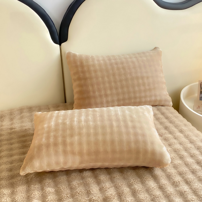 91家纺网 家纺一手货源 找家纺 耐思家纺 2025新款泡泡牛奶绒纯色单品床单床单单件 泡泡 卡其驼