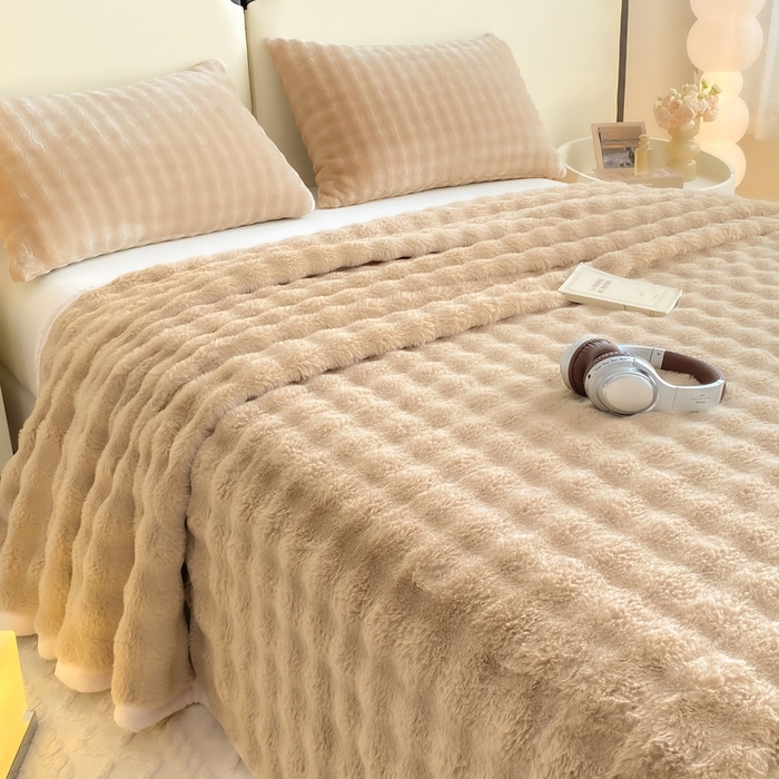 91家纺网 家纺一手货源 找家纺 耐思家纺 2025新款泡泡牛奶绒纯色单品床单床单单件 泡泡 卡其驼