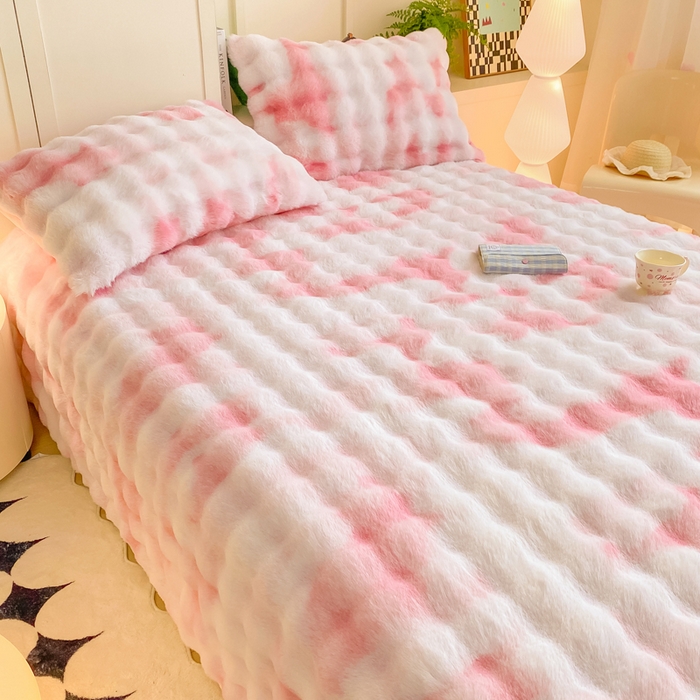 91家纺网 家纺一手货源 找家纺 耐思家纺 2025新款泡泡牛奶绒纯色单品床单床单单件 炫彩 胭脂粉