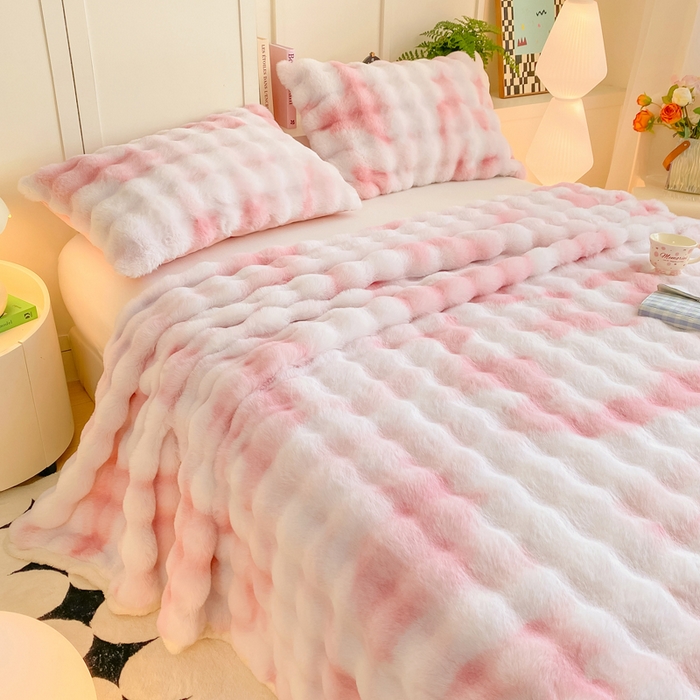 91家纺网 家纺一手货源 找家纺 耐思家纺 2025新款泡泡牛奶绒纯色单品床单床单单件 炫彩 胭脂粉