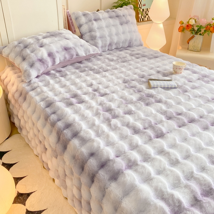 91家纺网 家纺一手货源 找家纺 耐思家纺 2025新款泡泡牛奶绒纯色单品床单床单单件 炫彩 雾灰紫