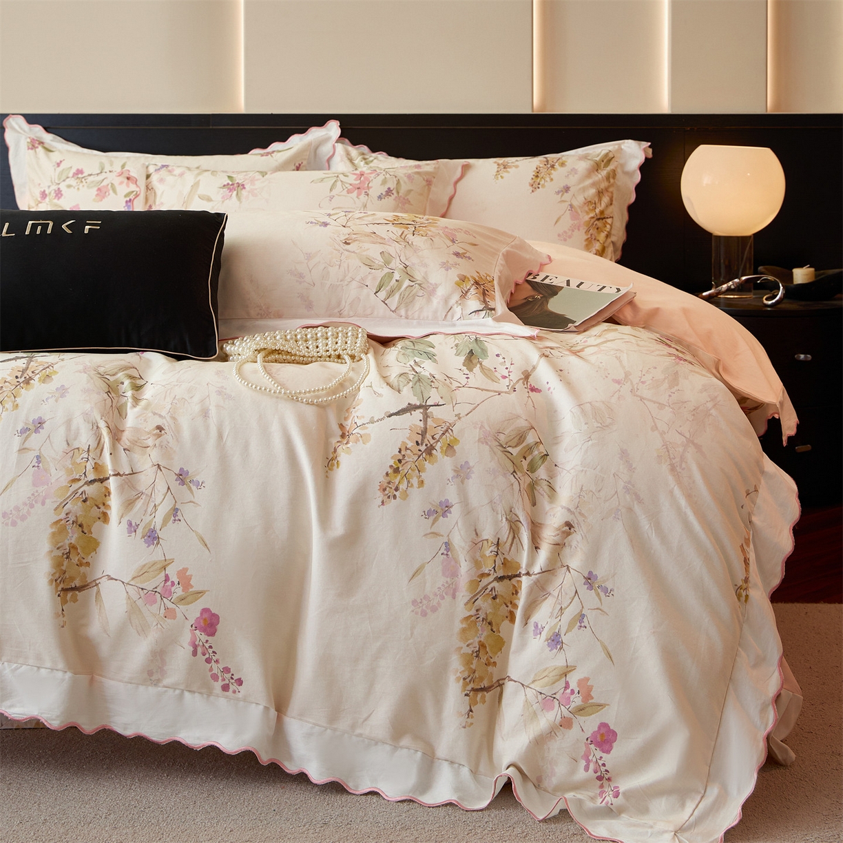 91家纺网 家纺一手货源 找家纺 （总）蓝米卡夫 2025秋冬-A类全棉100支磨毛数码印花绣边款（礼盒包装）提供买家秀