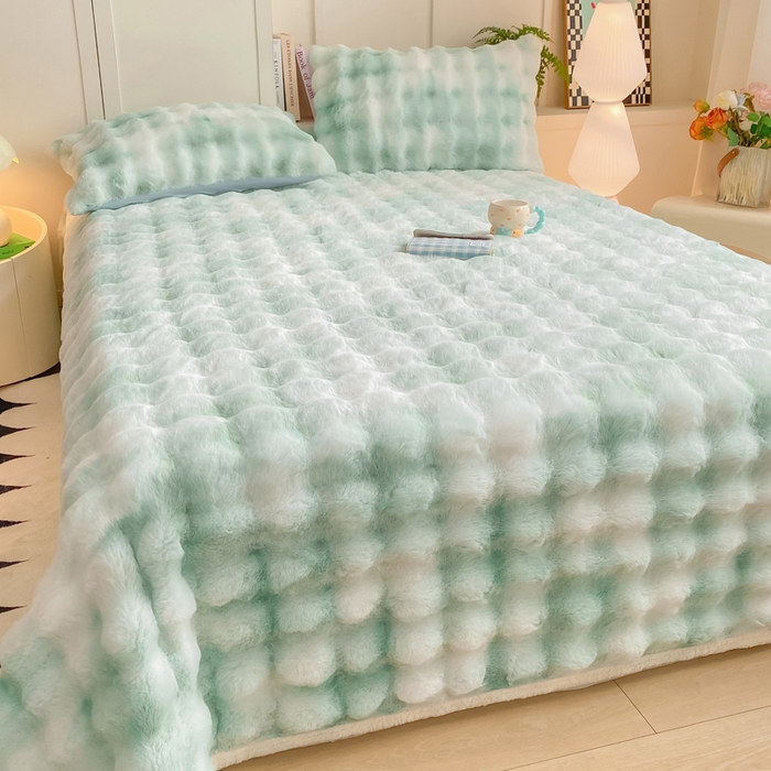 91家纺网 家纺一手货源 找家纺 耐思家纺 2025新款泡泡牛奶绒纯色单品床单床单单件 炫彩 青草绿