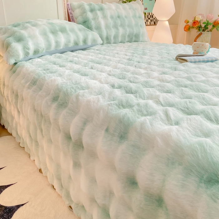 91家纺网 家纺一手货源 找家纺 耐思家纺 2025新款泡泡牛奶绒纯色单品床单床单单件 炫彩 青草绿