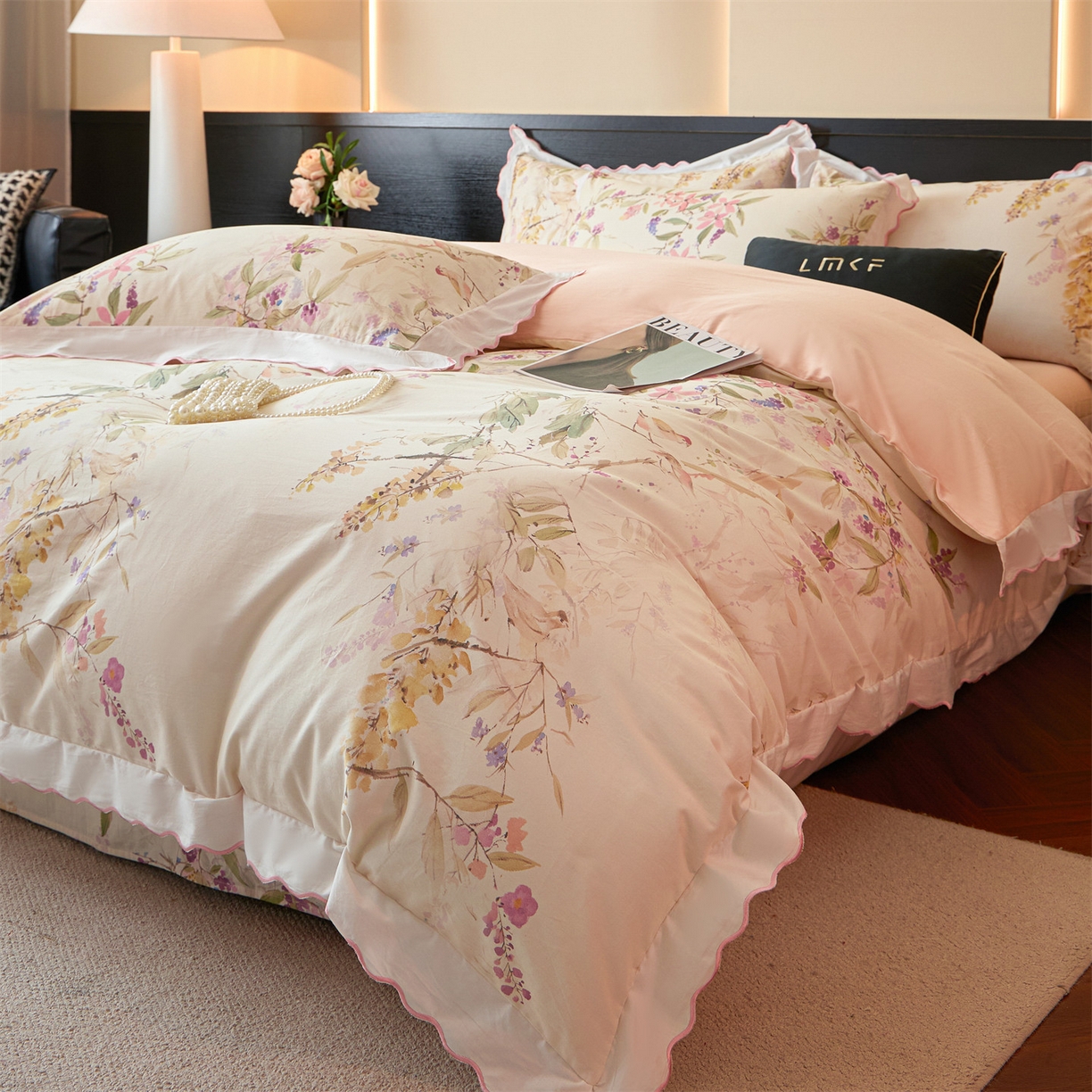 91家纺网 家纺一手货源 找家纺 （总）蓝米卡夫 2025秋冬-A类全棉100支磨毛数码印花绣边款（礼盒包装）提供买家秀