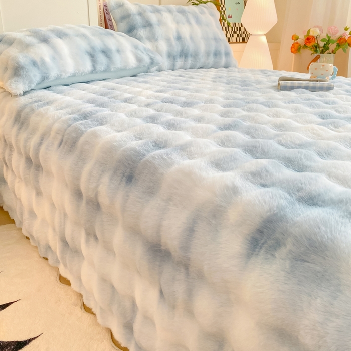 91家纺网 家纺一手货源 找家纺 耐思家纺 2025新款泡泡牛奶绒纯色单品床单床单单件 炫彩 清水兰