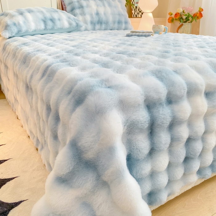 91家纺网 家纺一手货源 找家纺 耐思家纺 2025新款泡泡牛奶绒纯色单品床单床单单件 炫彩 清水兰