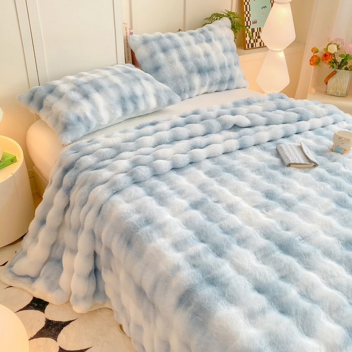 91家纺网 家纺一手货源 找家纺 耐思家纺 2025新款泡泡牛奶绒纯色单品床单床单单件 炫彩 清水兰