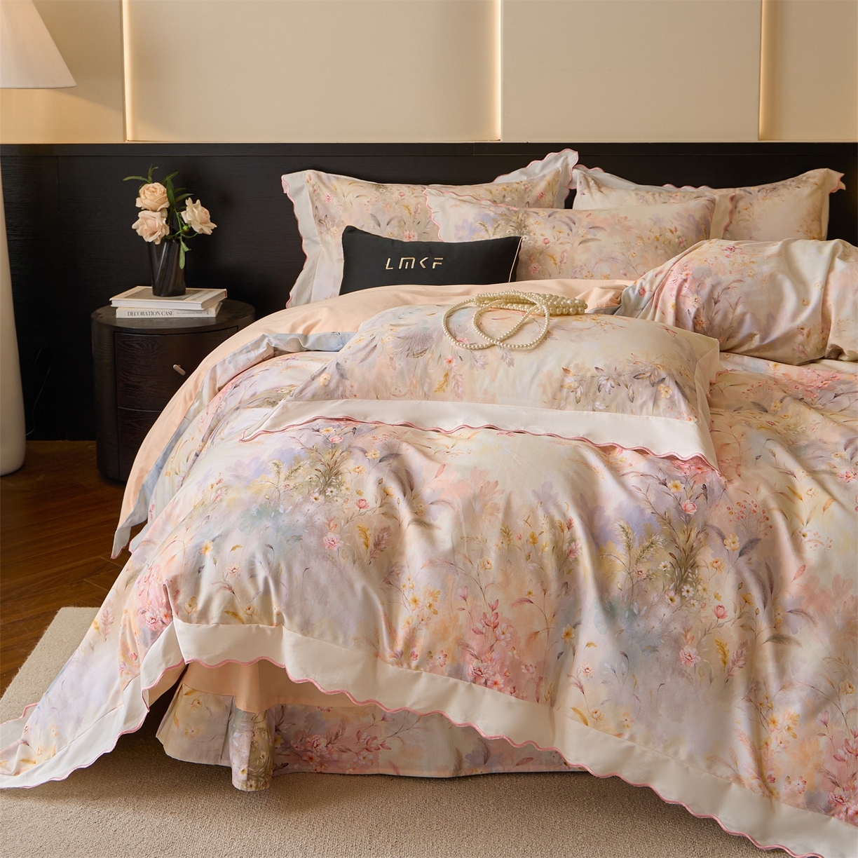 91家纺网 家纺一手货源 找家纺 （总）蓝米卡夫 2025秋冬-A类全棉100支磨毛数码印花绣边款（礼盒包装）提供买家秀