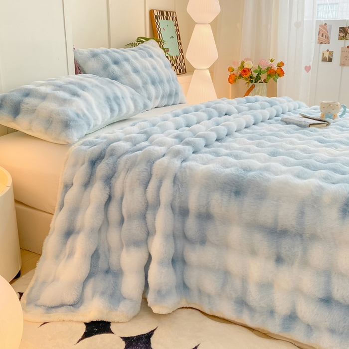 91家纺网 家纺一手货源 找家纺 耐思家纺 2025新款泡泡牛奶绒纯色单品床单床单单件 炫彩 清水兰