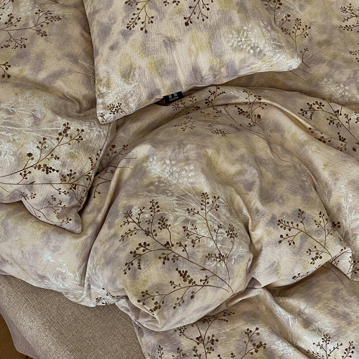 91家纺网 家纺一手货源 找家纺 仟网汇 2025新款高克重亚麻复古简单款四件套 梦境