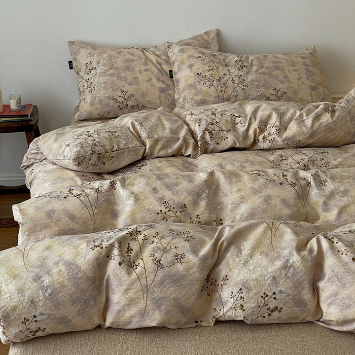 91家纺网 家纺一手货源 找家纺 仟网汇 2025新款高克重亚麻复古简单款四件套 梦境