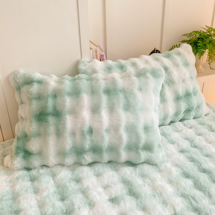 耐思家纺 2025新款泡泡牛奶绒纯色单枕套枕套单件 炫彩 青草绿