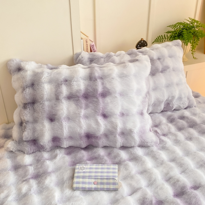 耐思家纺 2025新款泡泡牛奶绒纯色单枕套枕套单件 炫彩 雾灰紫