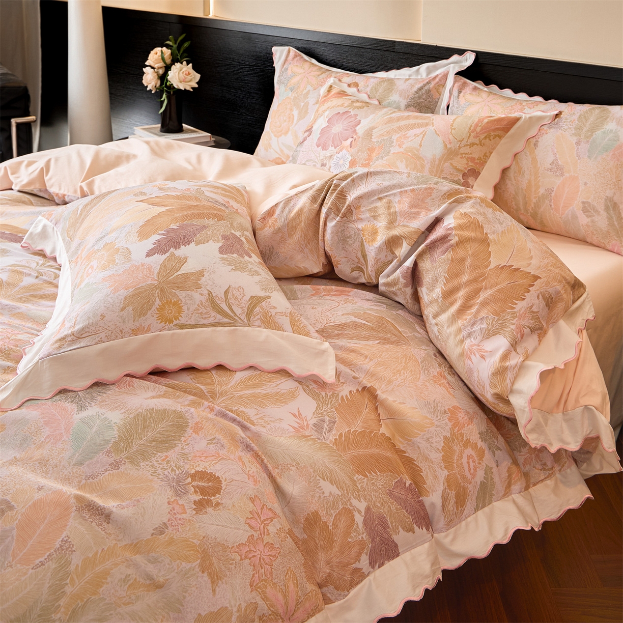 91家纺网 家纺一手货源 找家纺 蓝米卡夫 2025秋冬-A类全棉50S*50S双股磨毛数码印花绣边款（礼盒包装）提供买家秀 美洛迪