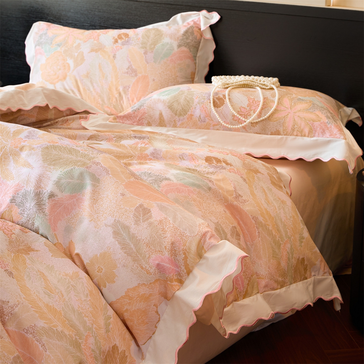 91家纺网 家纺一手货源 找家纺 蓝米卡夫 2025秋冬-A类全棉50S*50S双股磨毛数码印花绣边款（礼盒包装）提供买家秀 美洛迪