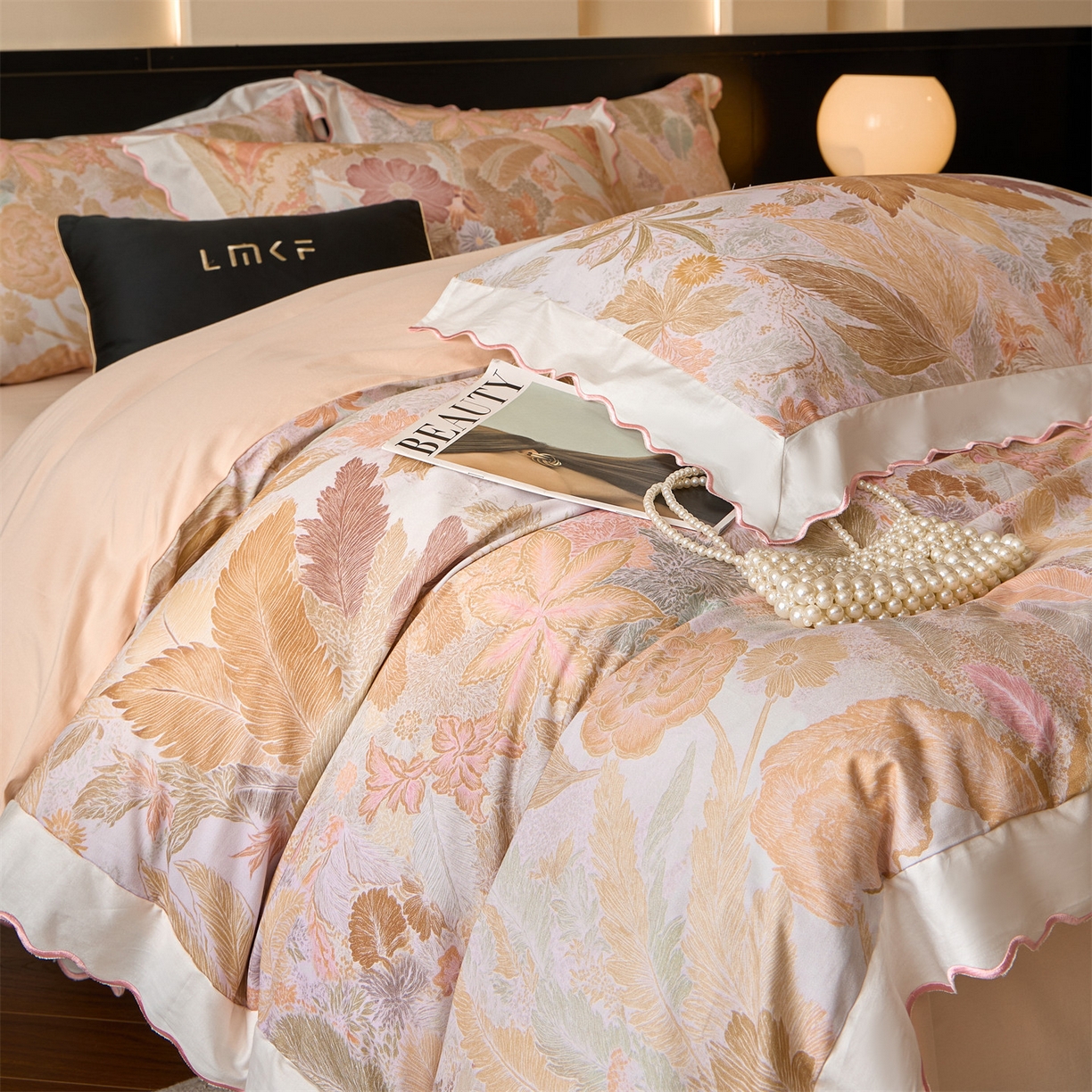 91家纺网 家纺一手货源 找家纺 蓝米卡夫 2025秋冬-A类全棉50S*50S双股磨毛数码印花绣边款（礼盒包装）提供买家秀 美洛迪