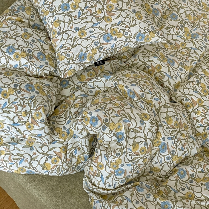 91家纺网 家纺一手货源 找家纺 仟网汇 2025新款高克重亚麻复古简单款四件套 秘境绿