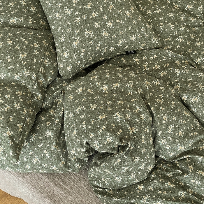 91家纺网 家纺一手货源 找家纺 仟网汇 2025新款高克重亚麻复古简单款四件套 茉莉-亚绿