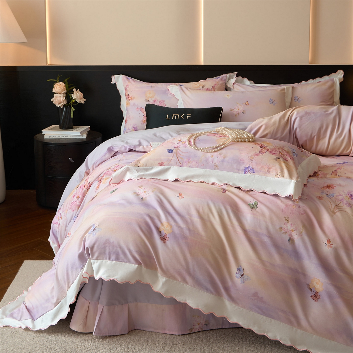 蓝米卡夫 2025秋冬-A类全棉50S*50S双股磨毛数码印花绣边款（礼盒包装）提供买家秀 沁岚