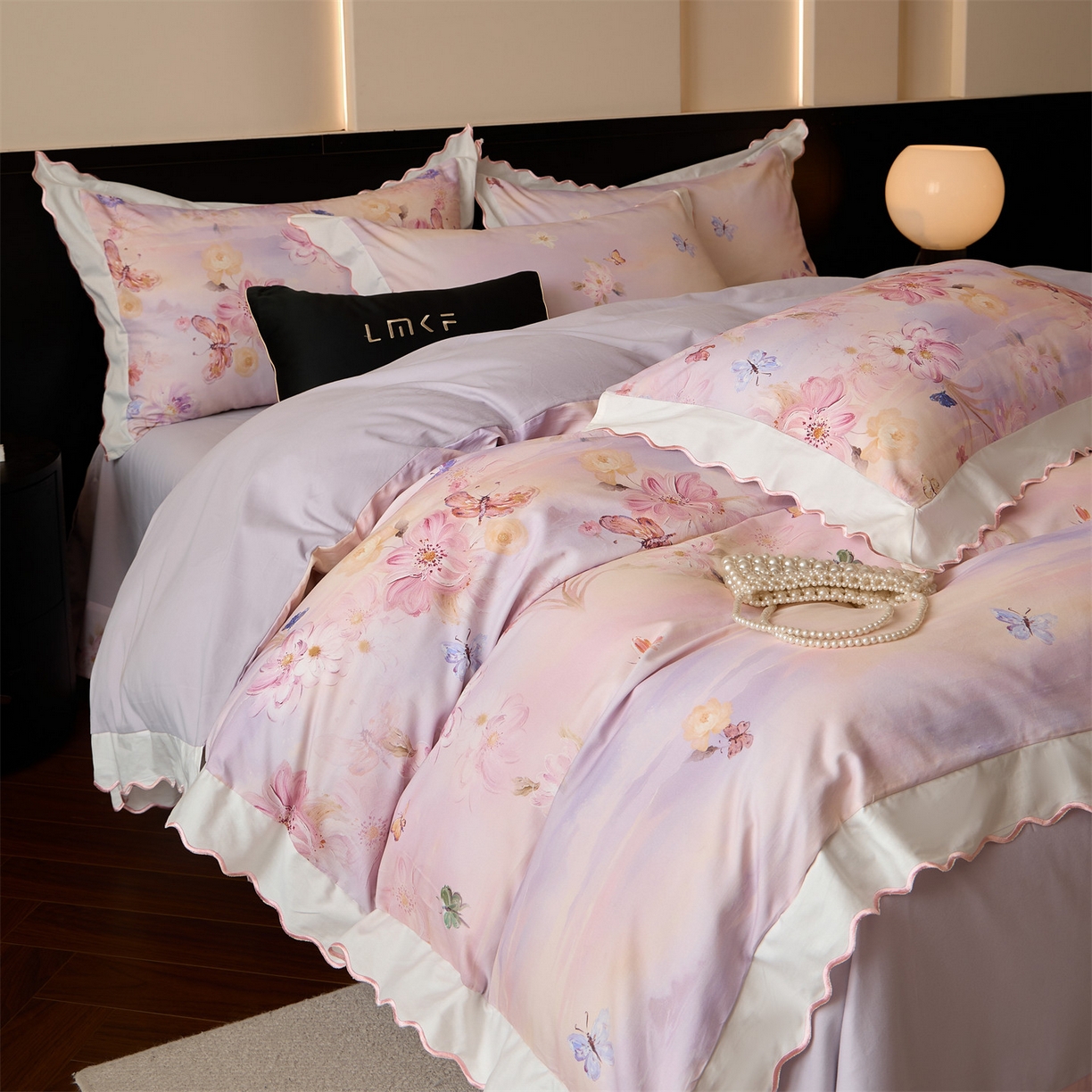 91家纺网 家纺一手货源 找家纺 蓝米卡夫 2025秋冬-A类全棉50S*50S双股磨毛数码印花绣边款（礼盒包装）提供买家秀 沁岚