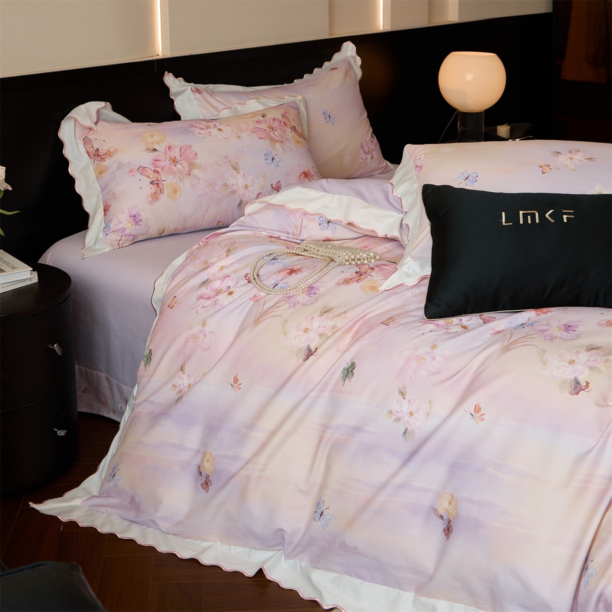 91家纺网 家纺一手货源 找家纺 蓝米卡夫 2025秋冬-A类全棉50S*50S双股磨毛数码印花绣边款（礼盒包装）提供买家秀 沁岚