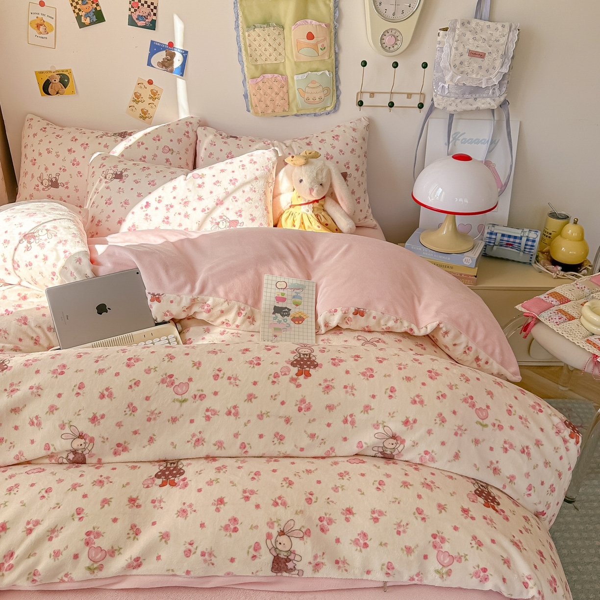 91家纺网 家纺一手货源 找家纺 韩巢家纺 2025新款高克重牛奶绒四件套冬季绒床品被套床单三件套 小免舞