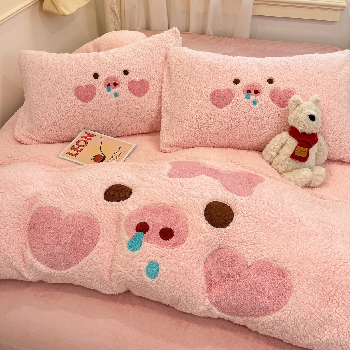 91家纺网 家纺一手货源 找家纺 （总）乐坊 2025新款大阪羊羔绒牛奶绒卡通四件套冬季加厚保暖