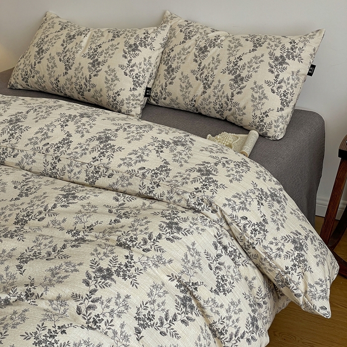 91家纺网 家纺一手货源 找家纺 仟网汇 2025新款高克重亚麻复古简单款四件套 欧若拉