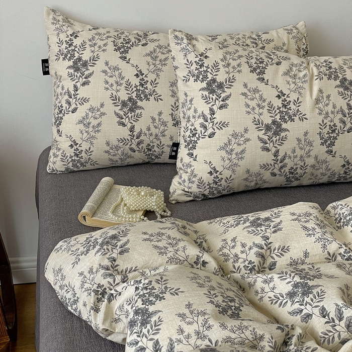 91家纺网 家纺一手货源 找家纺 仟网汇 2025新款高克重亚麻复古简单款四件套 欧若拉