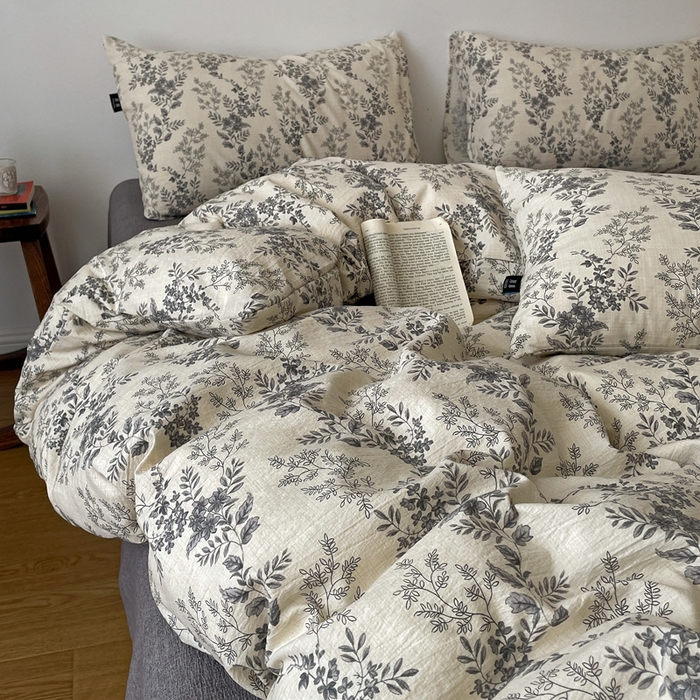 91家纺网 家纺一手货源 找家纺 仟网汇 2025新款高克重亚麻复古简单款四件套 欧若拉