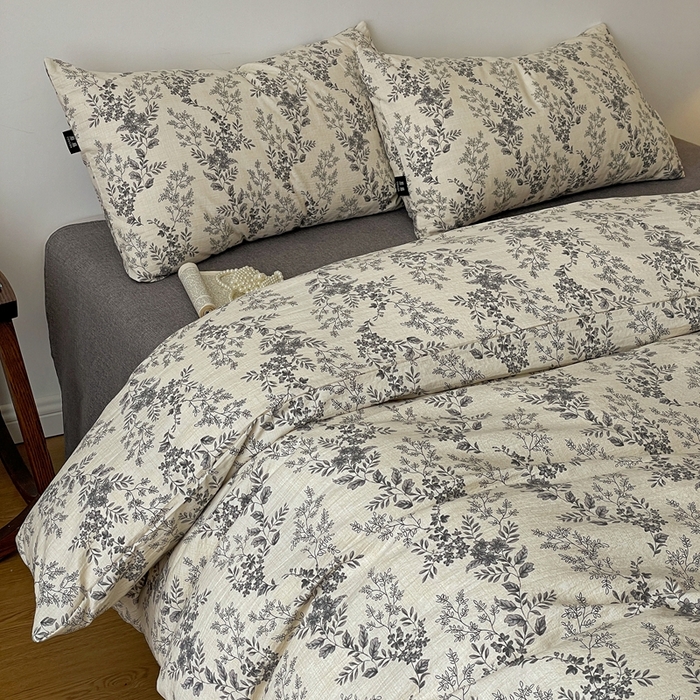 91家纺网 家纺一手货源 找家纺 仟网汇 2025新款高克重亚麻复古简单款四件套 欧若拉