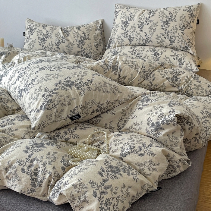 91家纺网 家纺一手货源 找家纺 仟网汇 2025新款高克重亚麻复古简单款四件套 欧若拉