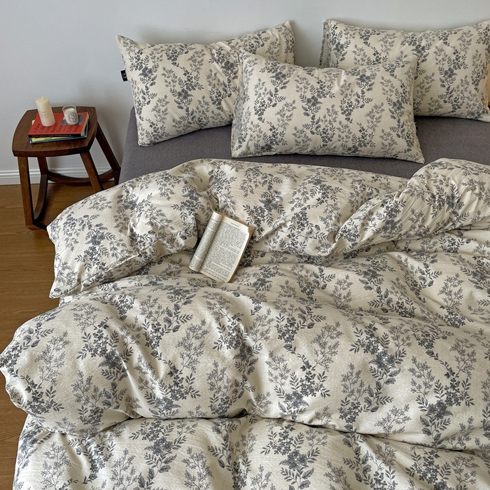 91家纺网 家纺一手货源 找家纺 仟网汇 2025新款高克重亚麻复古简单款四件套 欧若拉