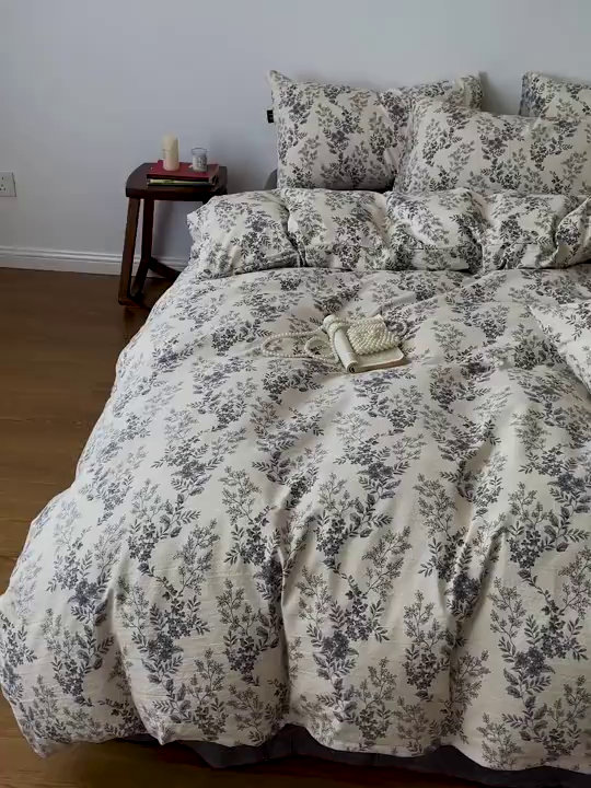 91家纺网 家纺一手货源 找家纺 仟网汇 2025新款高克重亚麻复古简单款四件套 欧若拉