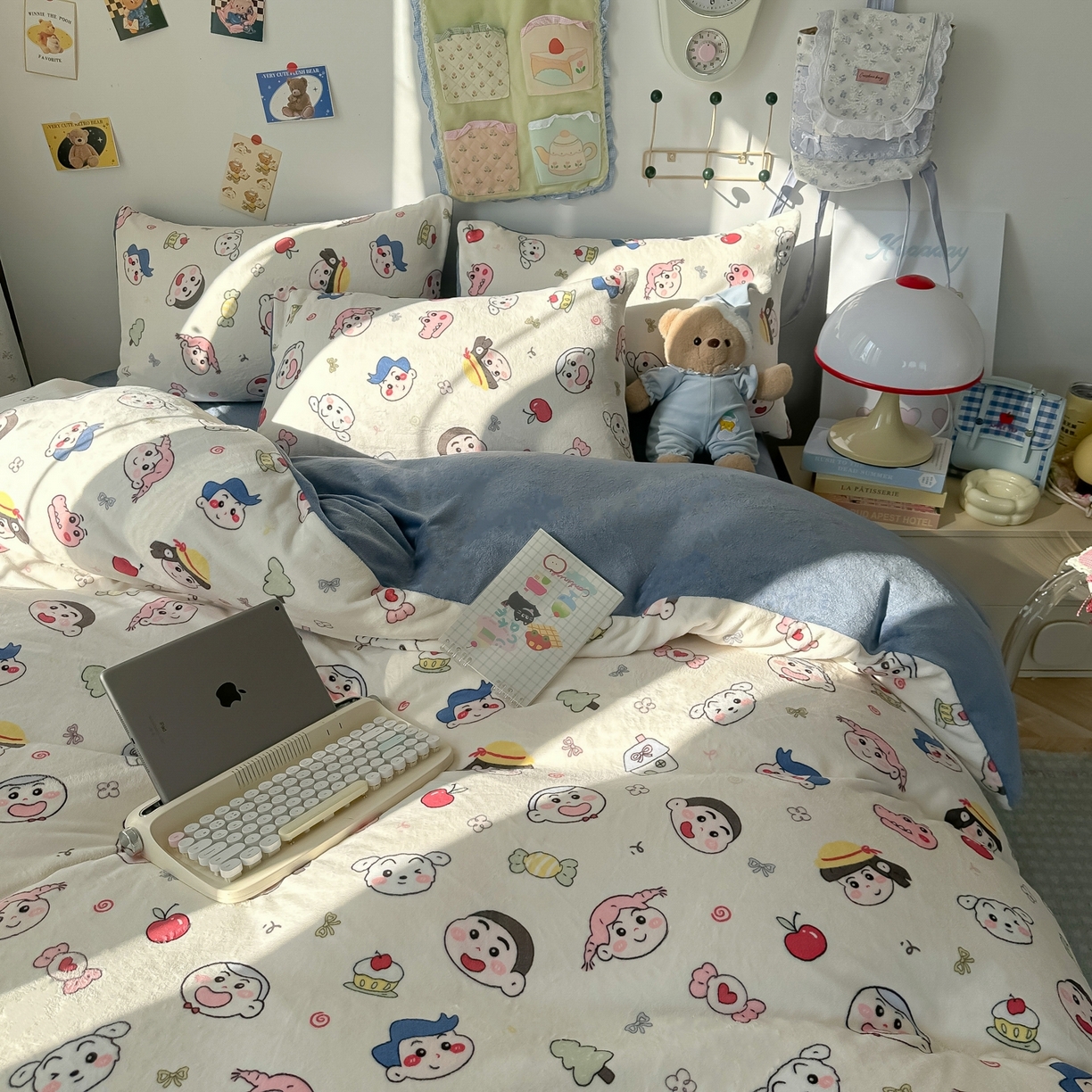 91家纺网 家纺一手货源 找家纺 韩巢家纺 2025新款高克重牛奶绒四件套冬季绒床品被套床单三件套 小小新