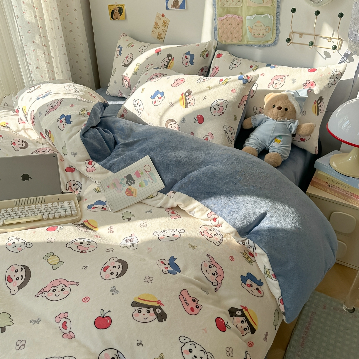 91家纺网 家纺一手货源 找家纺 韩巢家纺 2025新款高克重牛奶绒四件套冬季绒床品被套床单三件套 小小新