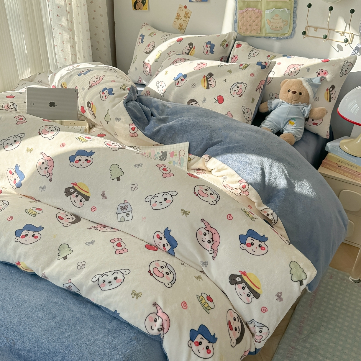 91家纺网 家纺一手货源 找家纺 韩巢家纺 2025新款高克重牛奶绒四件套冬季绒床品被套床单三件套 小小新