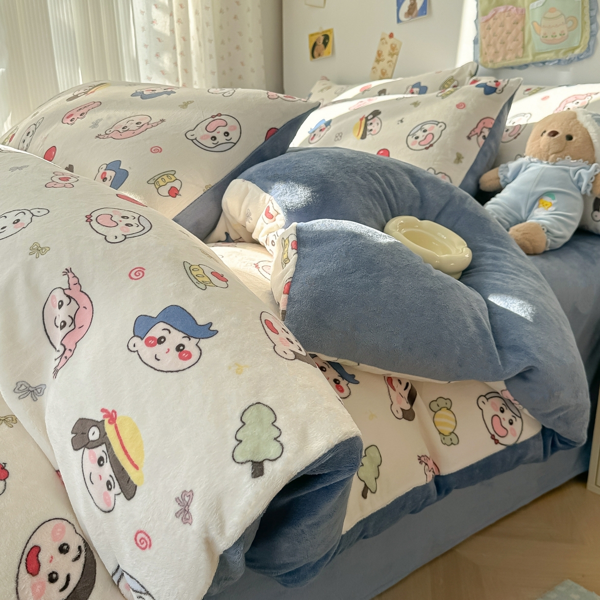 91家纺网 家纺一手货源 找家纺 韩巢家纺 2025新款高克重牛奶绒四件套冬季绒床品被套床单三件套 小小新