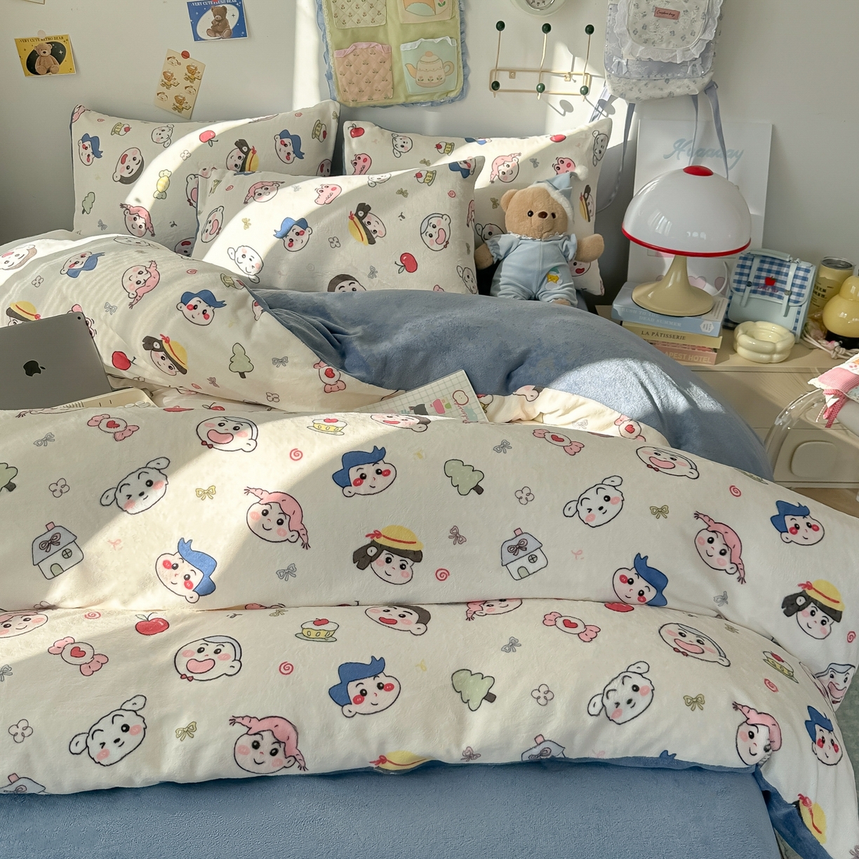 91家纺网 家纺一手货源 找家纺 韩巢家纺 2025新款高克重牛奶绒四件套冬季绒床品被套床单三件套 小小新