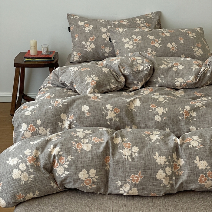 91家纺网 家纺一手货源 找家纺 仟网汇 2025新款高克重亚麻复古简单款四件套 山居